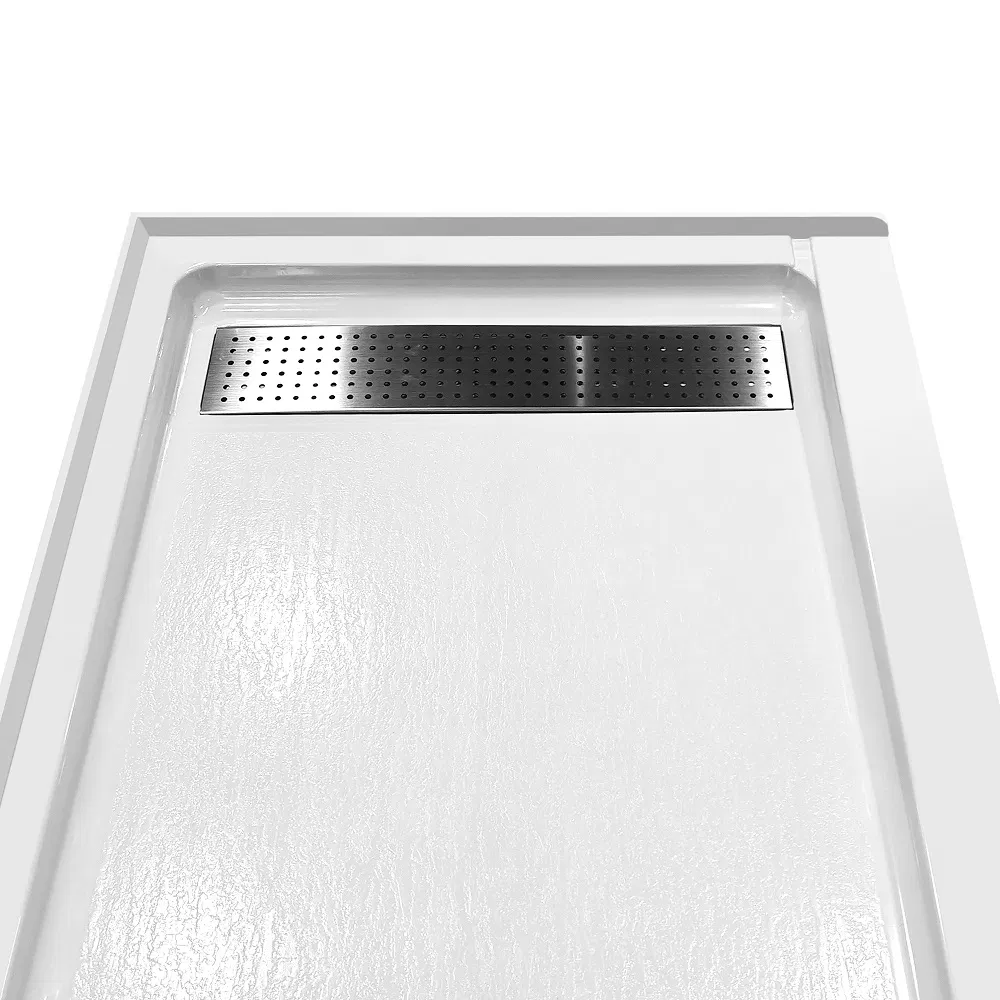 60"*32"*4" Quick Right Drain Smooth Surface Rectangle SMC Shower Base with Stainless Steel Drain Cover