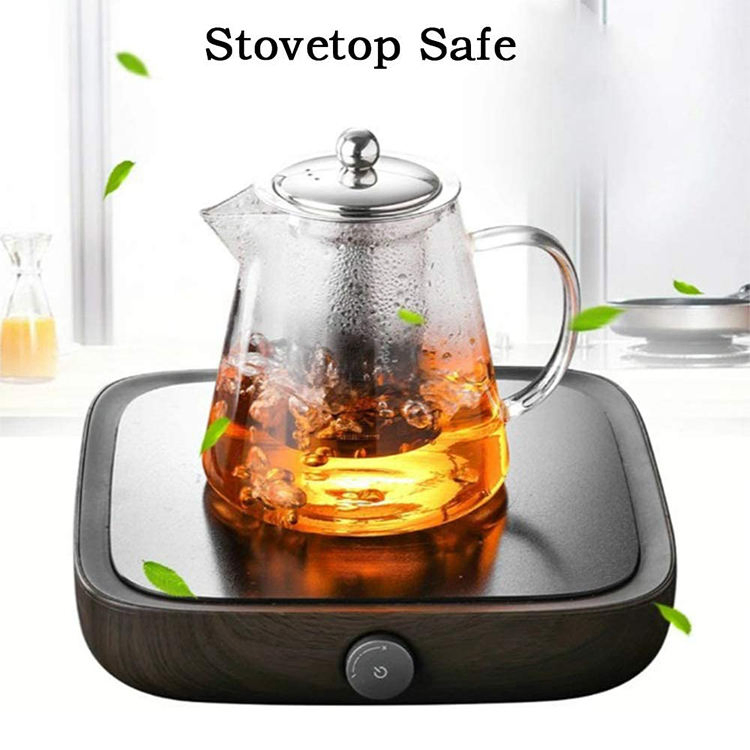 40oz Tea Kettle and Tea Pot Maker Glass Teapot with Removable Loose Tea Infuser Stovetop Safe Glass Teapot