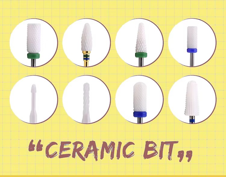 High Quality Ceramic Nail Drill Bits Milling Cutter Electric Drill Manicure Machine