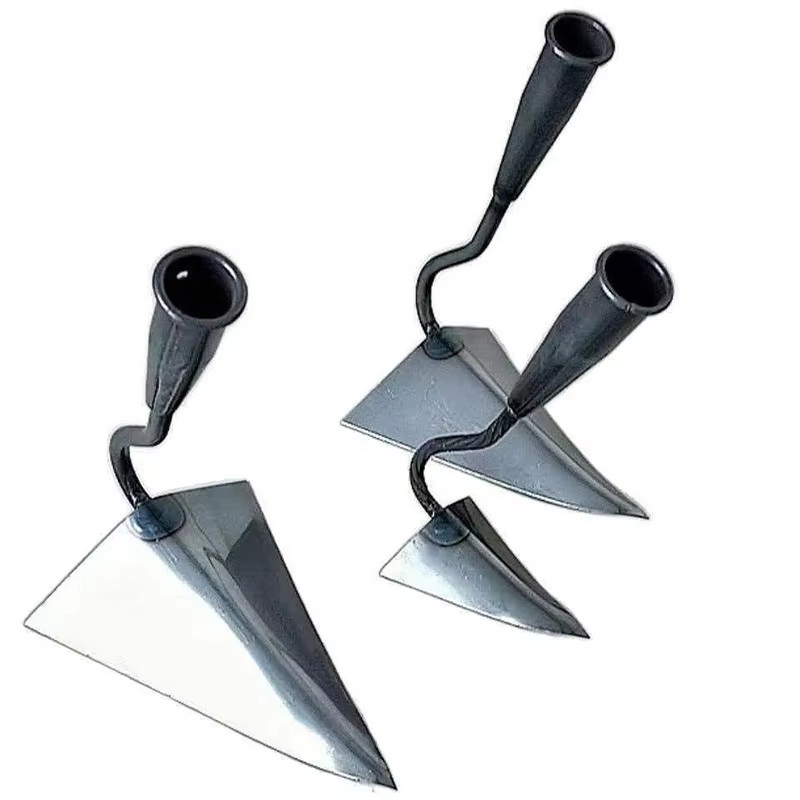 Manganese Steel Triangular Hoe Wood Handle Heat Treated Polished Trenching Tool