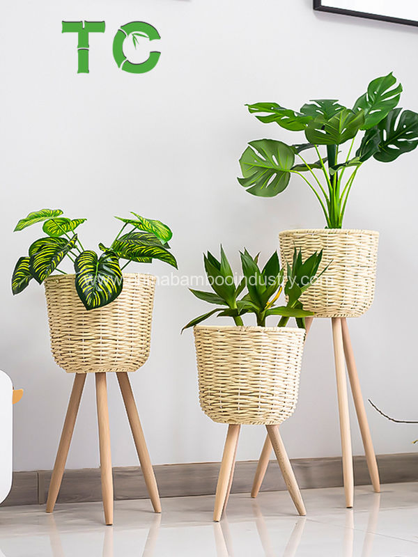 Cheap Price Woven Rattan Plant Pot Stand Planters Basket Stand Wicker Flower Pot Holder