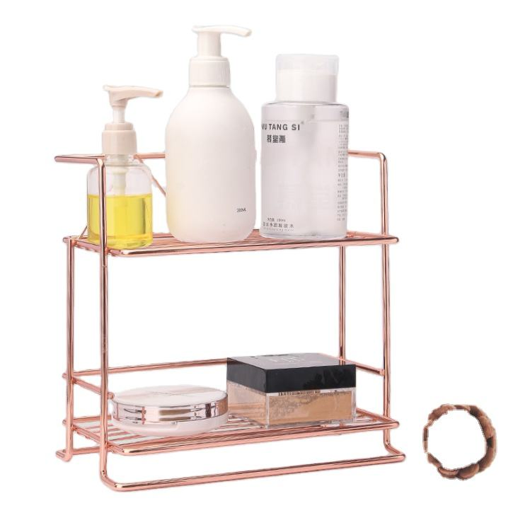 Double Layers Iron Cosmetics Storage Rack Household Desktop Cosmetics Storage Rack