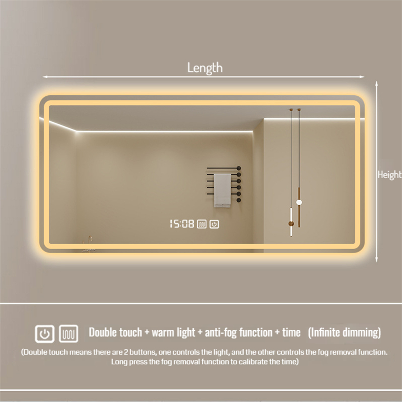 Умное зеркало для ванной с LED-подсветкой и сенсорным экраном