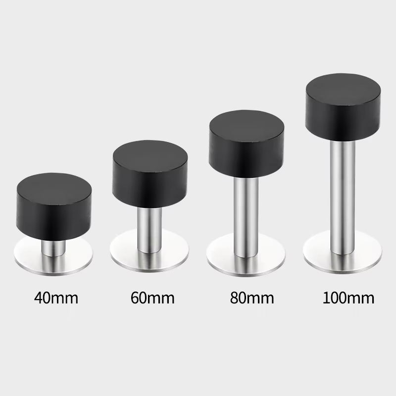 304 Stainless Steel Solid Non-Drilled Dual-Purpose Fingerprint Lock Anti-Collision Device Rubber Door Stopper