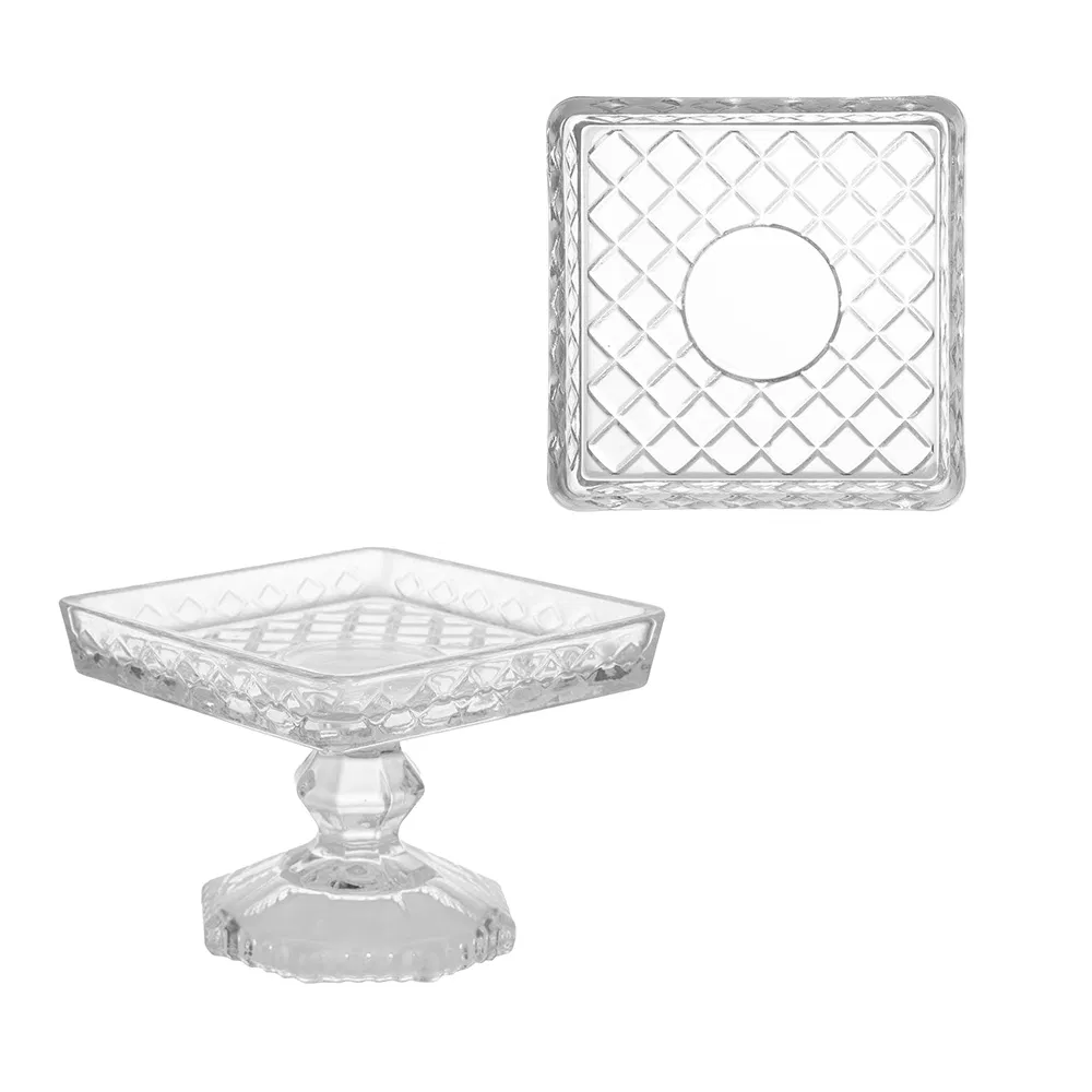 Custom Wholesale Empty Glass Fruit Plate Western Wedding Party Hotel as Decorative Dessert Tray with Box