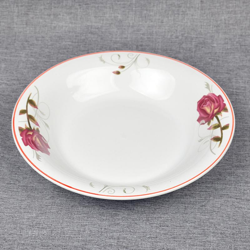 9.25 Inch Omage Soup Plate with Decals Porcelain Ceramics Tableware