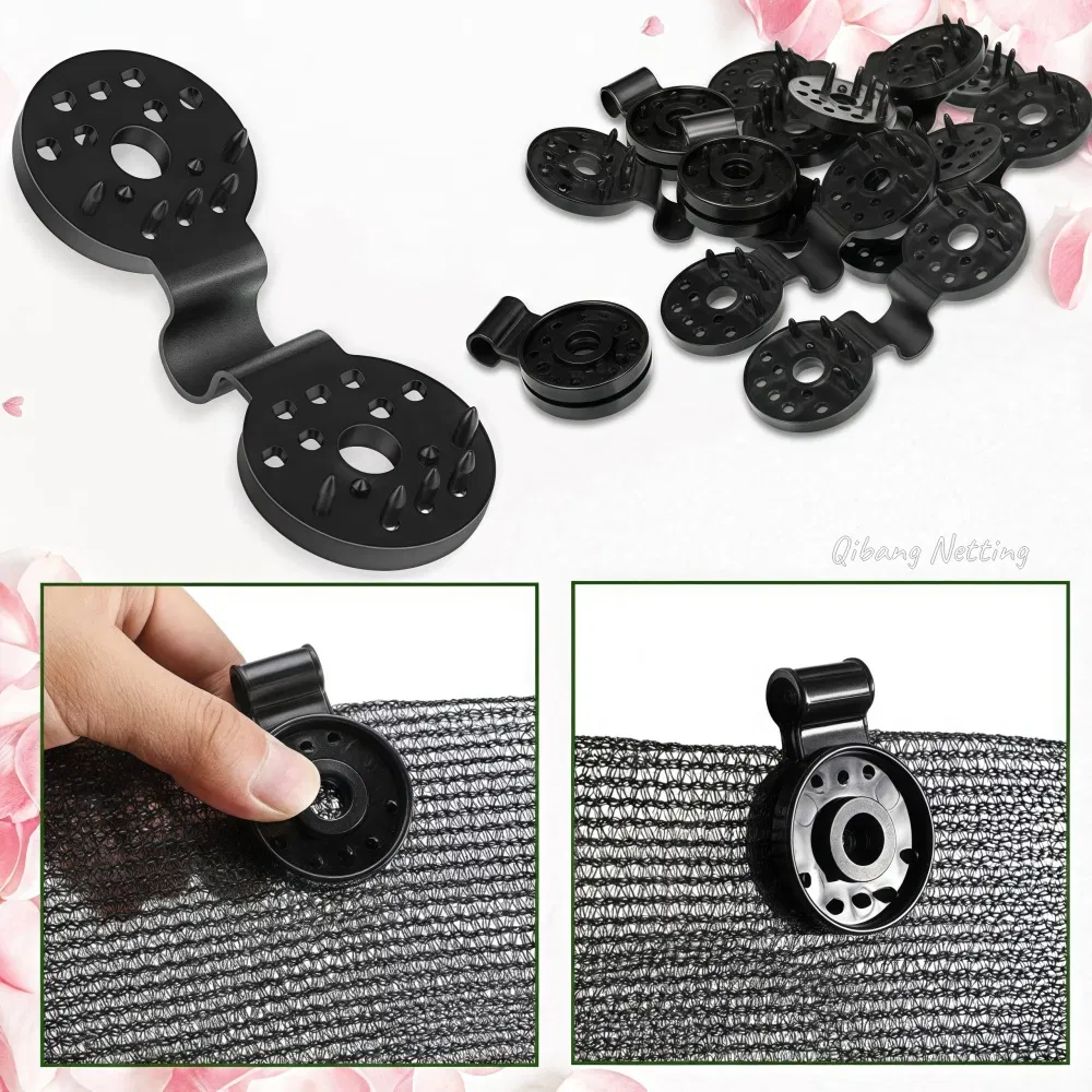 UV Stabilized Black Plastic Sun Shade Fix Clamp Net Clip for Livestock Farms Cooling Cover