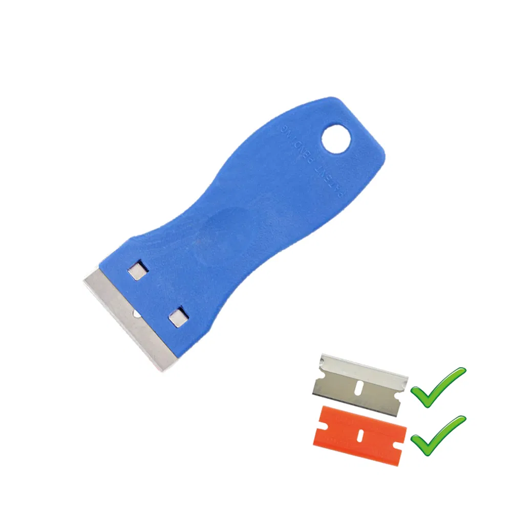 Hautine Cleaning Scraper Plastic Razor Scraper with Plastic or Metal Blades