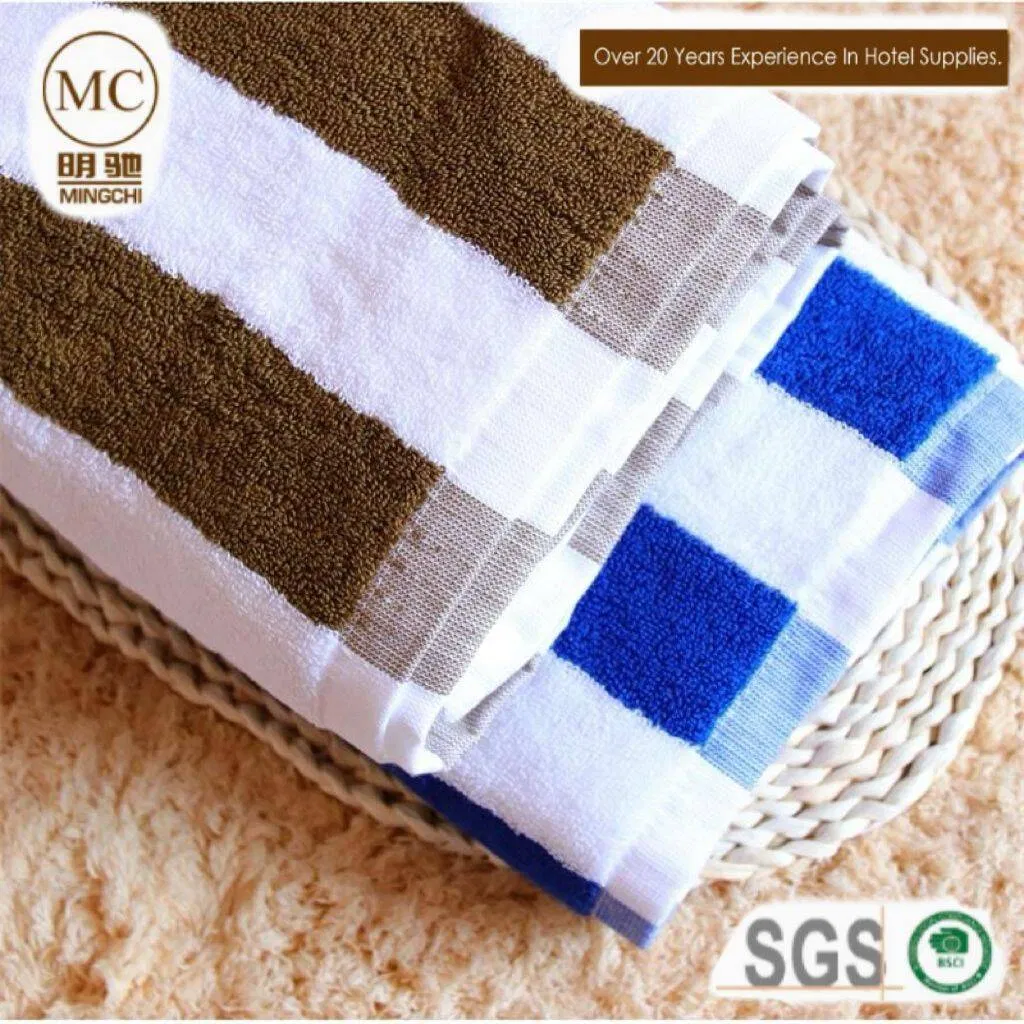 100% Cotton Yarn Dyed Beach Towel, Hotel Bath Towel