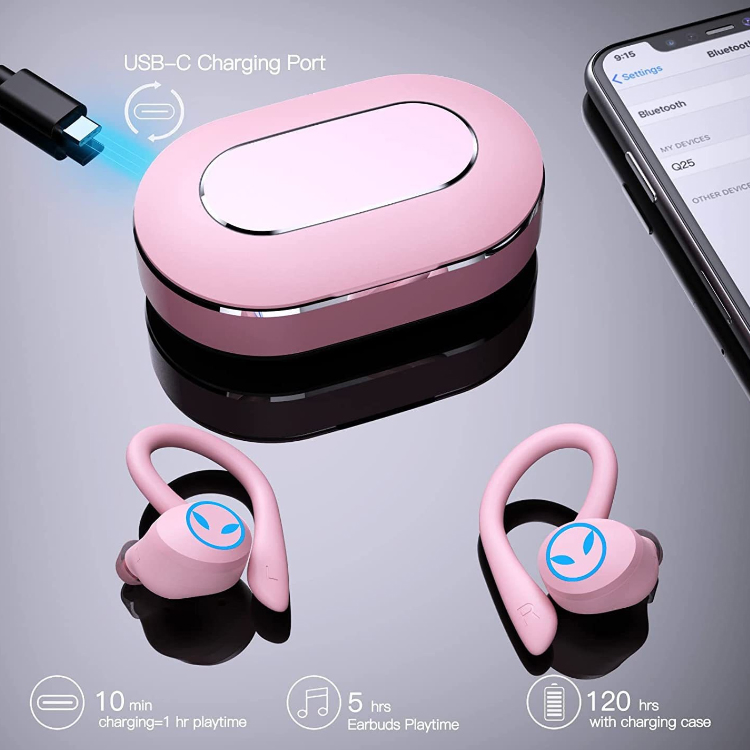 Q25 Sport in Ear Hook Waterproof Head Phone Noise Cancellation Audifonos Auriculares Wireless Airbuds Earbuds Earphone