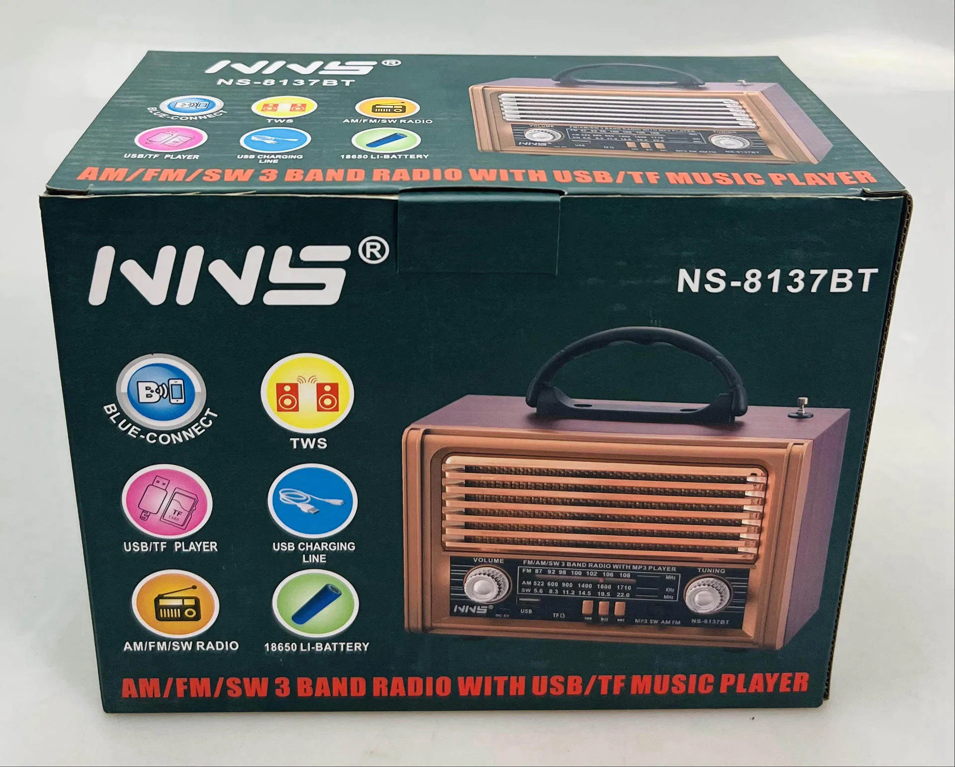 Ретро радио NS-8137BT с Bluetooth, деревянный корпус