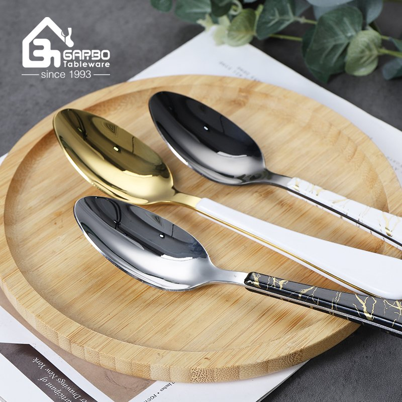 Rainbow Flatware Cutlery Silverware Set Stainless Steel Colorful Utensils Dinner Spoons Set with Plastic Handle