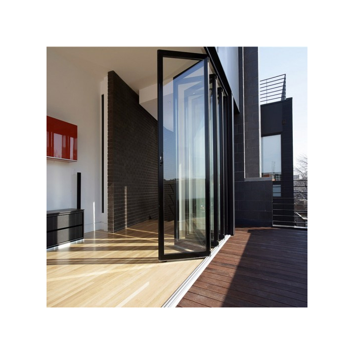 Aluminum Bi-Fold Door Riot Glass Sliding Door Aluminum Frameless Glass Door Parts Half Glass Aluminum Bi-Fold Door