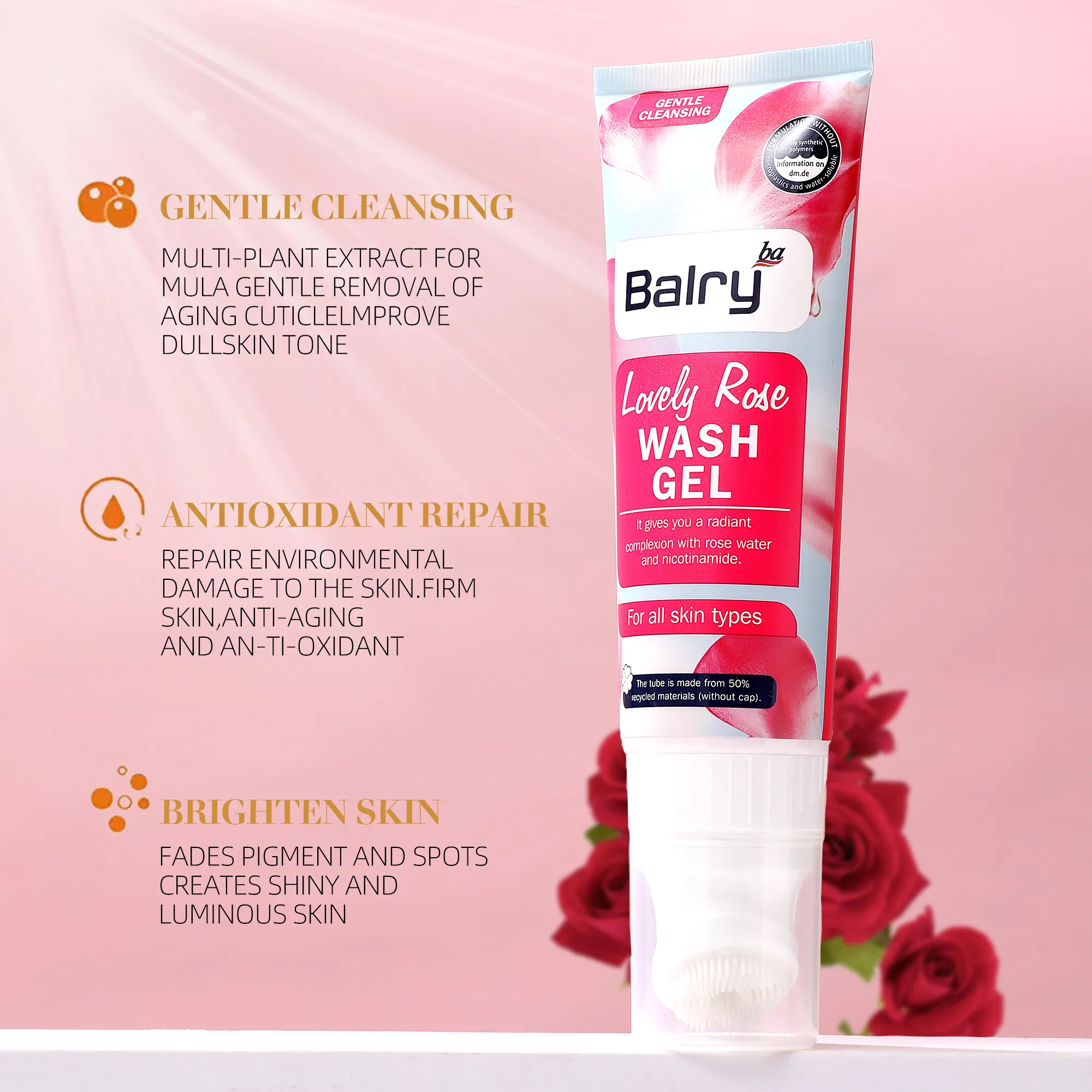 Balry Moisturizing Oil-Balancing Brighten Skin Face Wash Cleanser with Brush