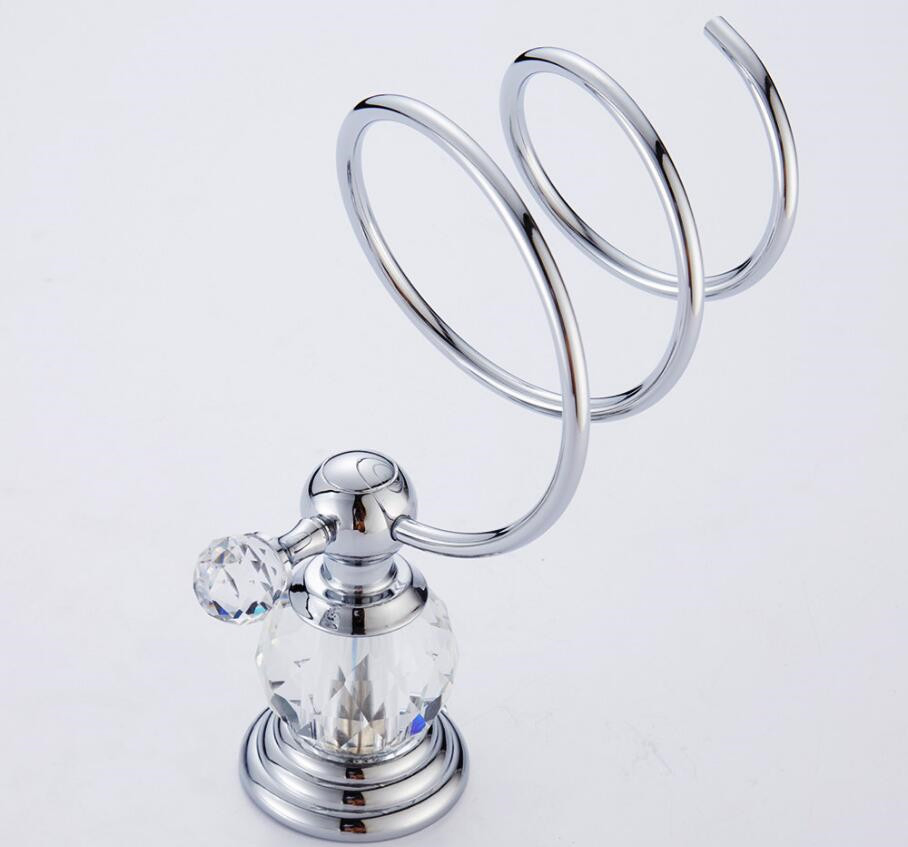 Modern Clear Crystal Bathroom Accessories Sets Silver Polished Chrome Bathroom Sets