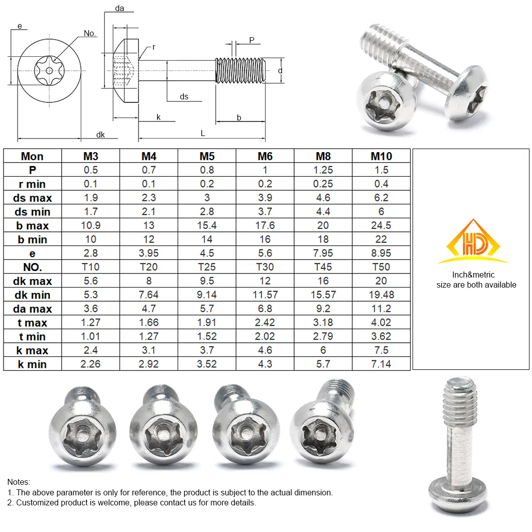 Винт прижимной M3x12 Torx с пином, A2
