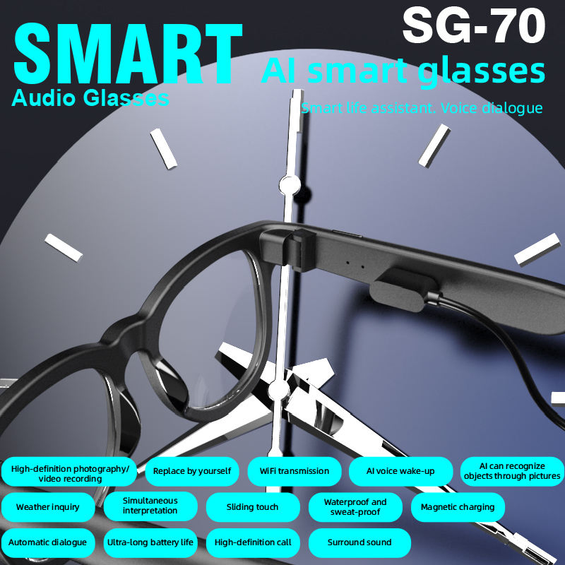 Ai Smart Glasses Support Wireless Calling Music Playback Camera for Outdoor Sports Smart Glasses