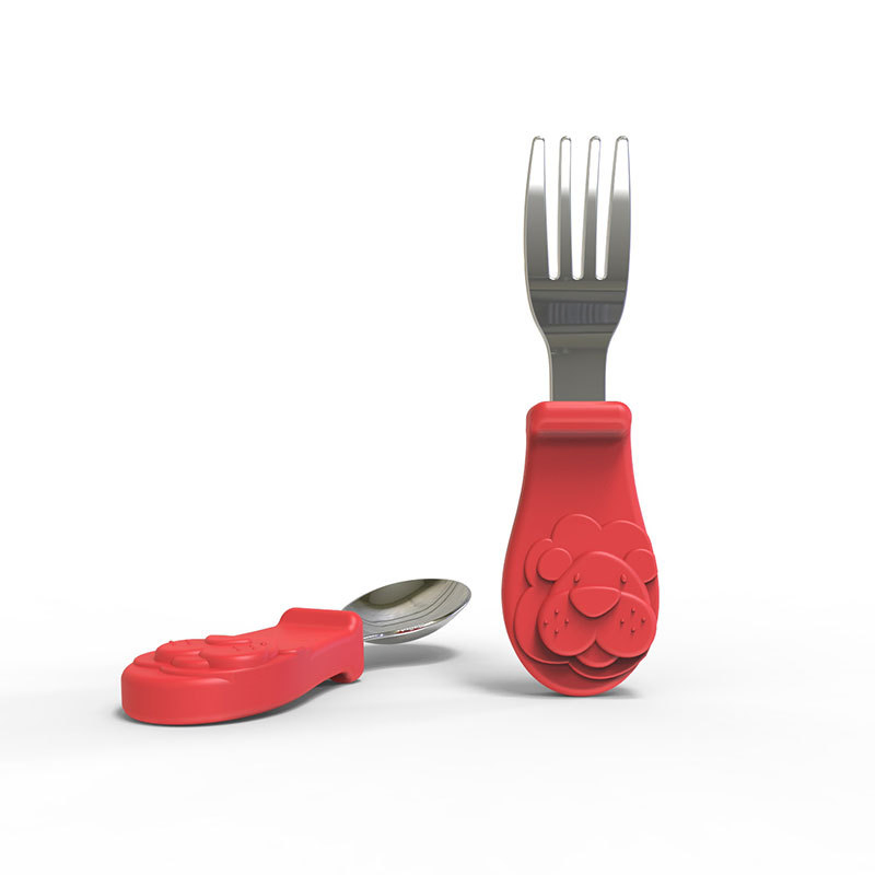 Baby Stainless Steel Soft Silicone Spoon and Fork Cutlery Set