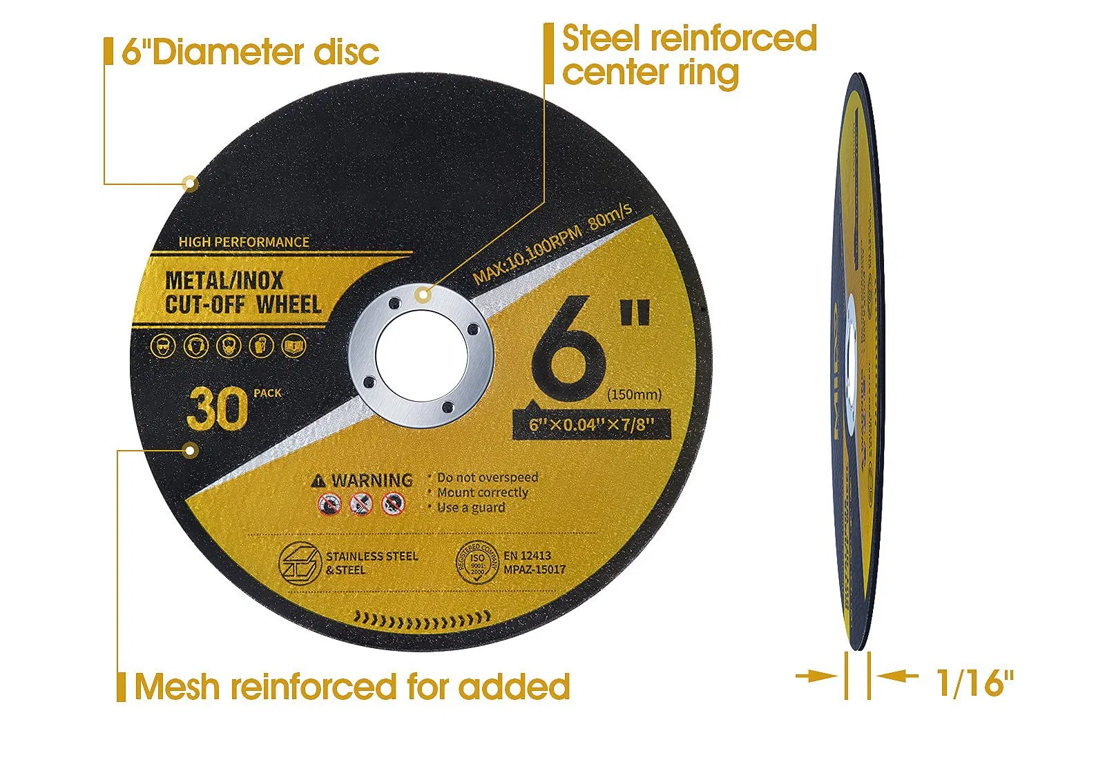 Отрезной диск 6 дюймов по металлу и нержавейке