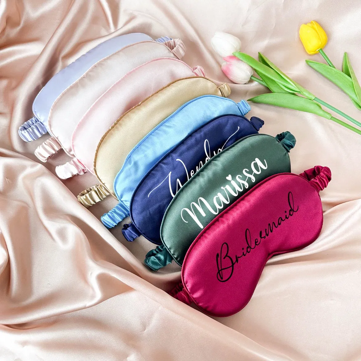 Personalized Your Name Logo Eye Mask Sleep Mask Silky Satin Eye Mask