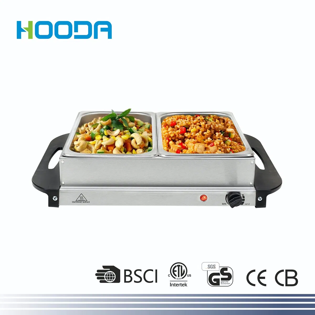 Hotel Stainless Steel with Visible Glass Lid Buffet Food Warmer