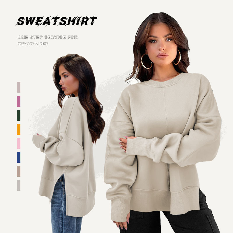 Толстовка женская с капюшоном однотонная с разрезом