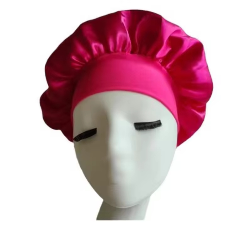 Hot Selling Simulated Silk Solid Color Bath Caplightweight Soft Elastic Shower Cap