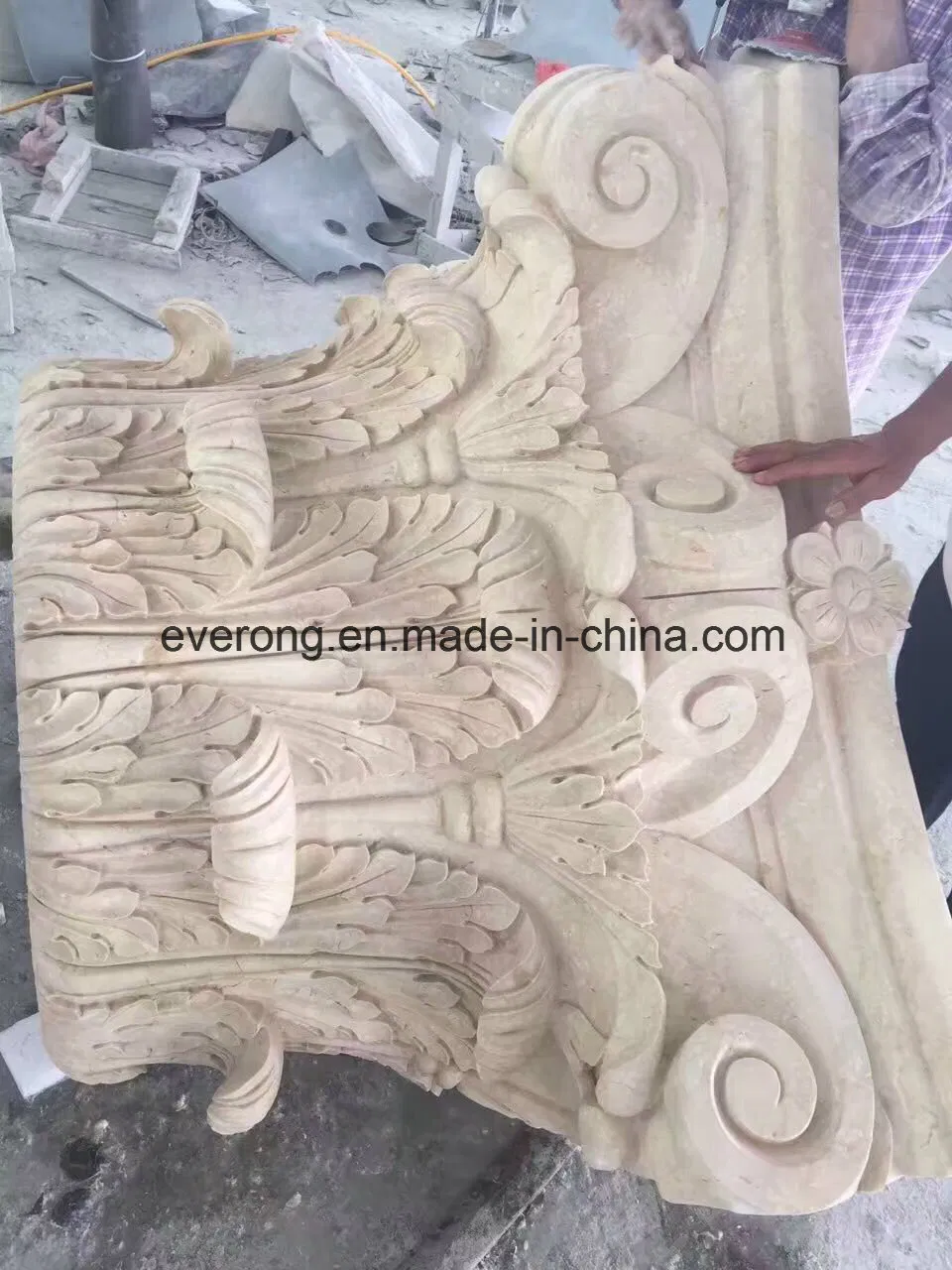 Hand Carved Antique Marble Roman Column Base. Stone Pedestal Pillar Base
