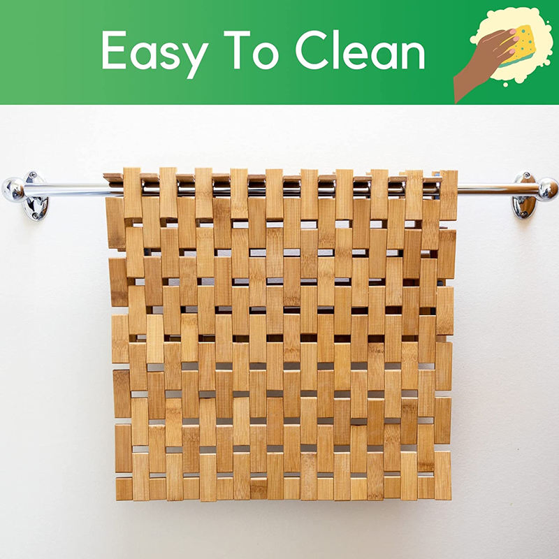 Bamboo Shower Mat Bathroom Floor Anti Slip Bath Mats Rectangular Shape Bamboo Shower Mat