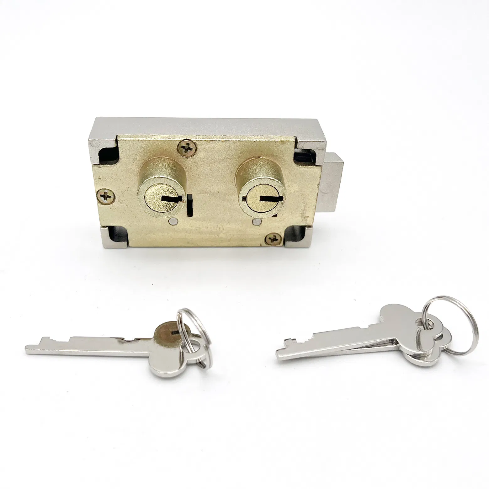Double Key Changeable Safe Deposit Lock with Brass Finish Right Hand Opening