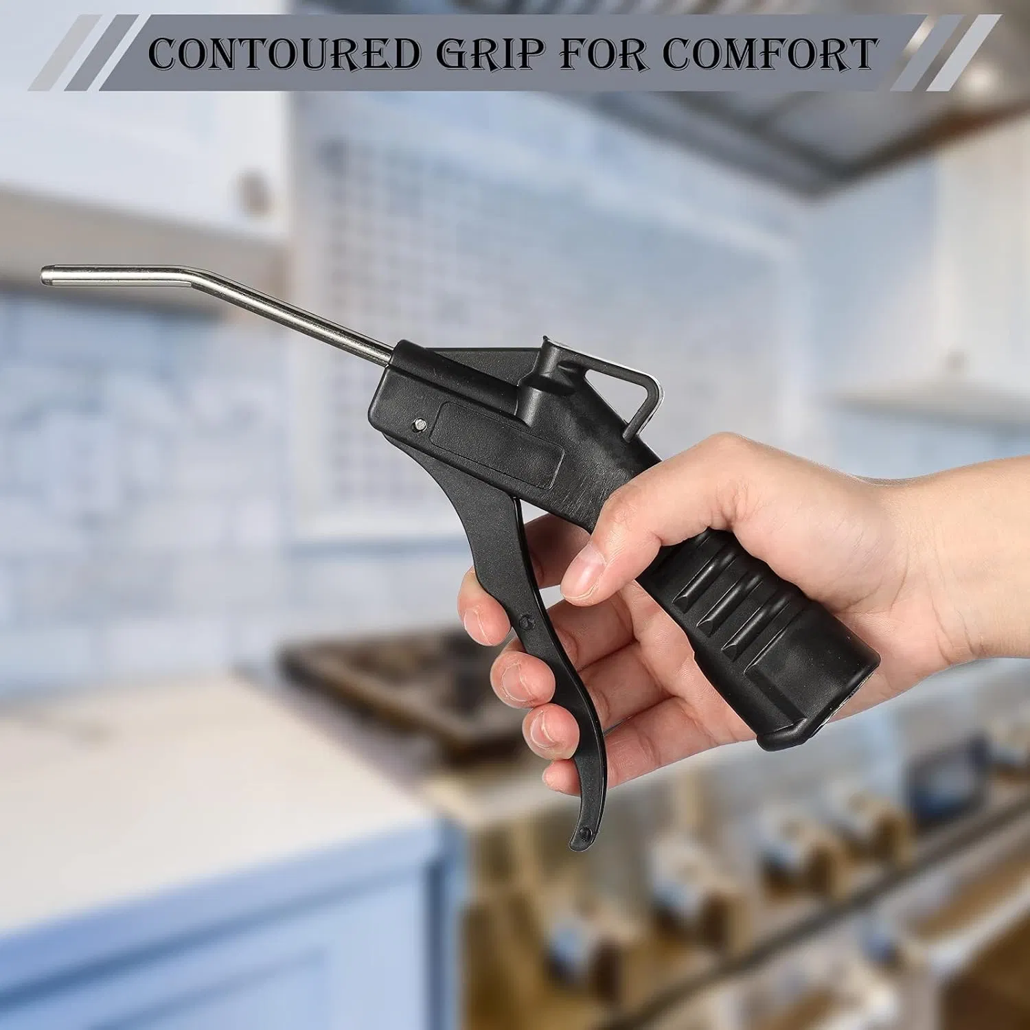 Electric Air Nozzle Blower Gun Pistol Grip Blowing Tool Compressor Accessories for Industrial Home Machinery (Black)