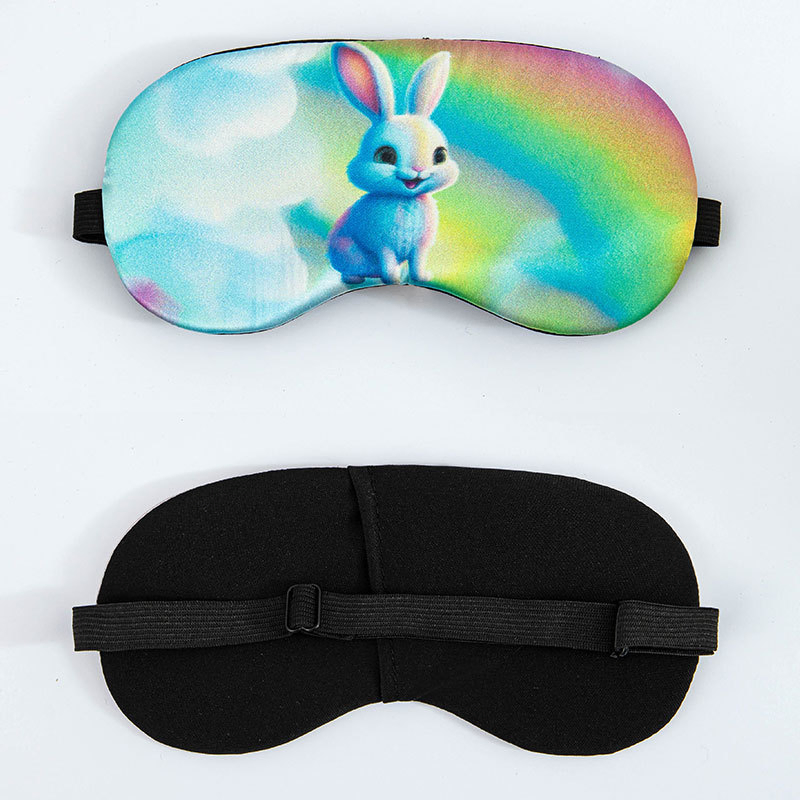 Four-Color Printed Cat Satin Eye Mask, Hot & Cold Compress, Sleep & Eye Fatigue Relief