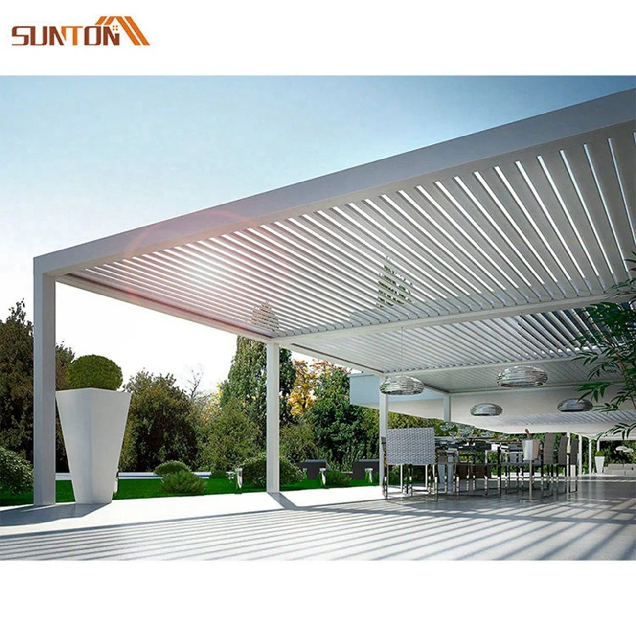 Morden Luxury Backyard Waterproof Opening Roof Louver Aluminum Gazebos Awning Garden Pergola