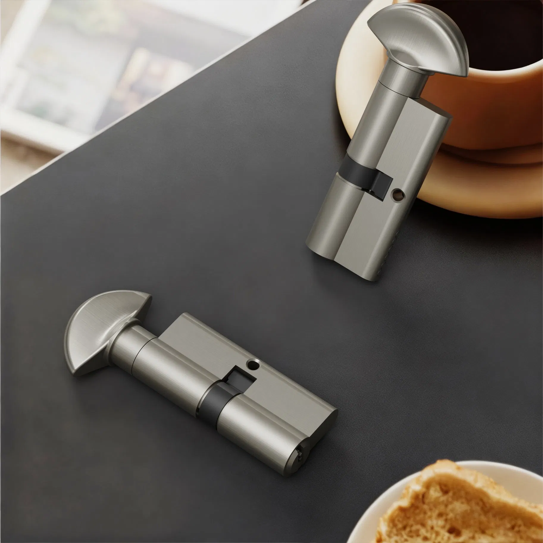 China Factory Manufacturer Black Zinc/Brass/Aluminum Alloy Door Cylinder with Triangle-Shaped Knob for Home and Office