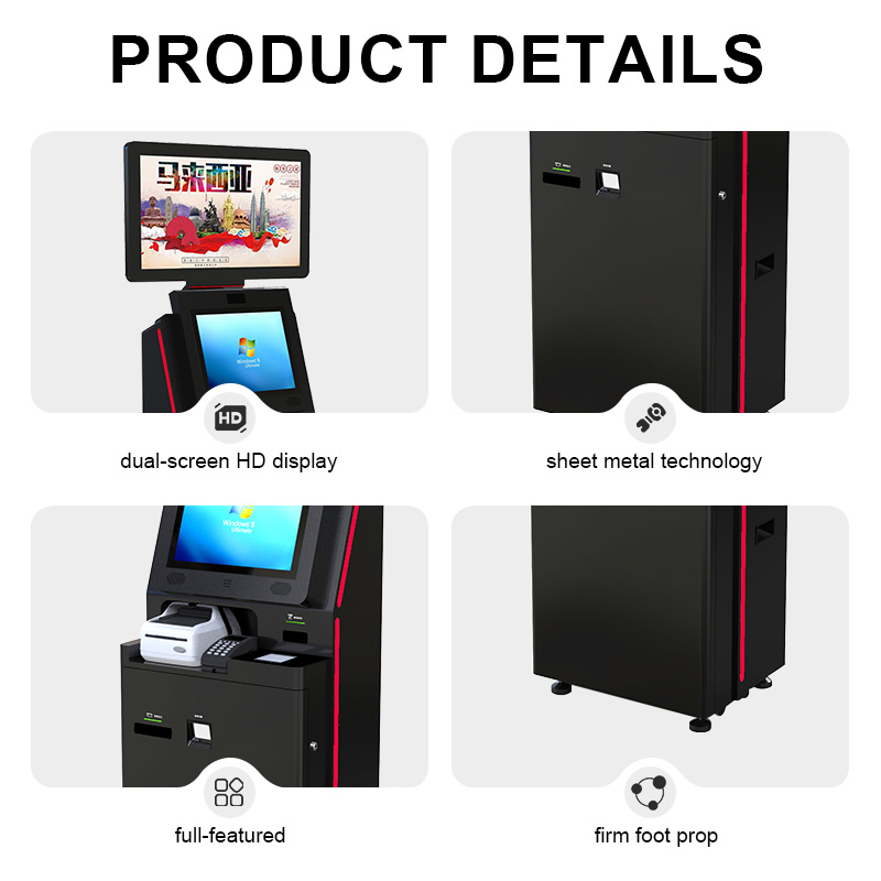 21.5 Inch Dual-Screen Check in Kiosk with Card Dispenser for Hotel Kiosk