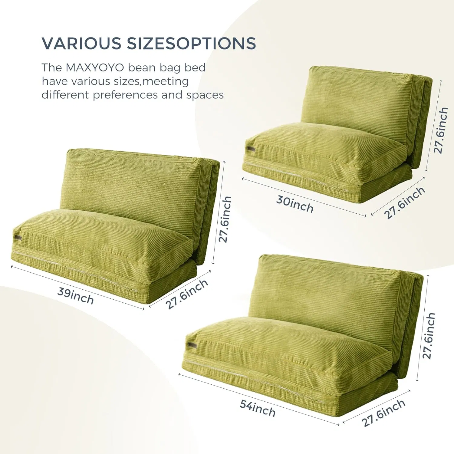 Folding Sofa Bed Bean Bag Chair Bed Floor Mattress for Adults