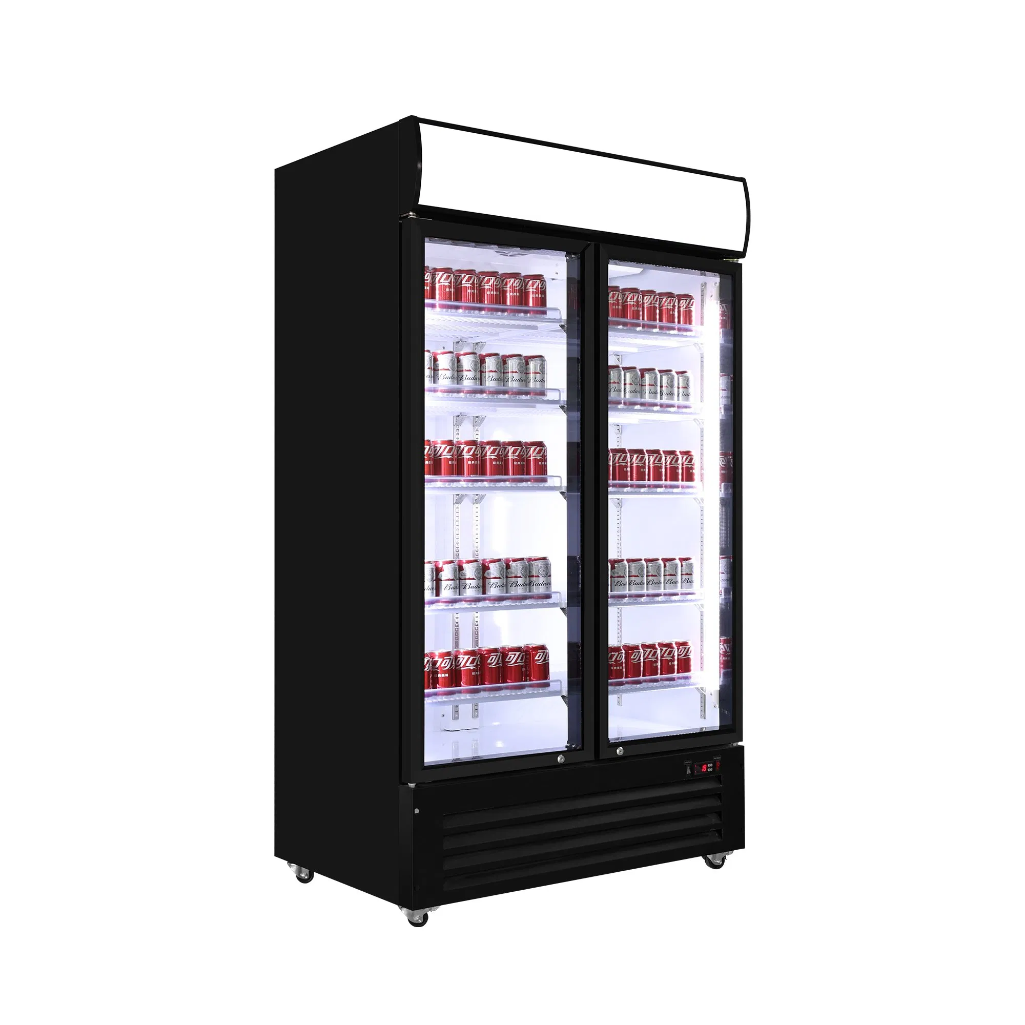 Double Door Display Drink Beverage Cooler Commercial Upright Refrigerator Fridge for Supermarket