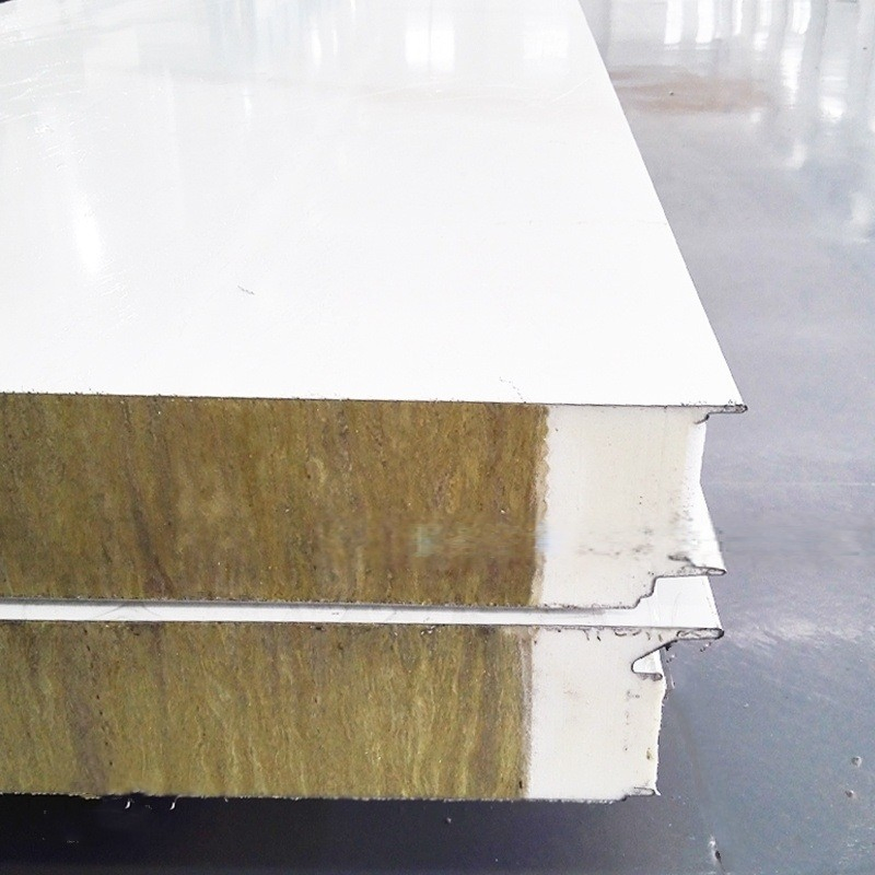 Modern Warehouse PU Sealing Rock Wool Metal Insulated Sandwich Panel