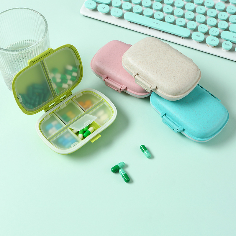 Food Grade Portable Vitamin Medicine Case 6 Compartment Pill Case Box