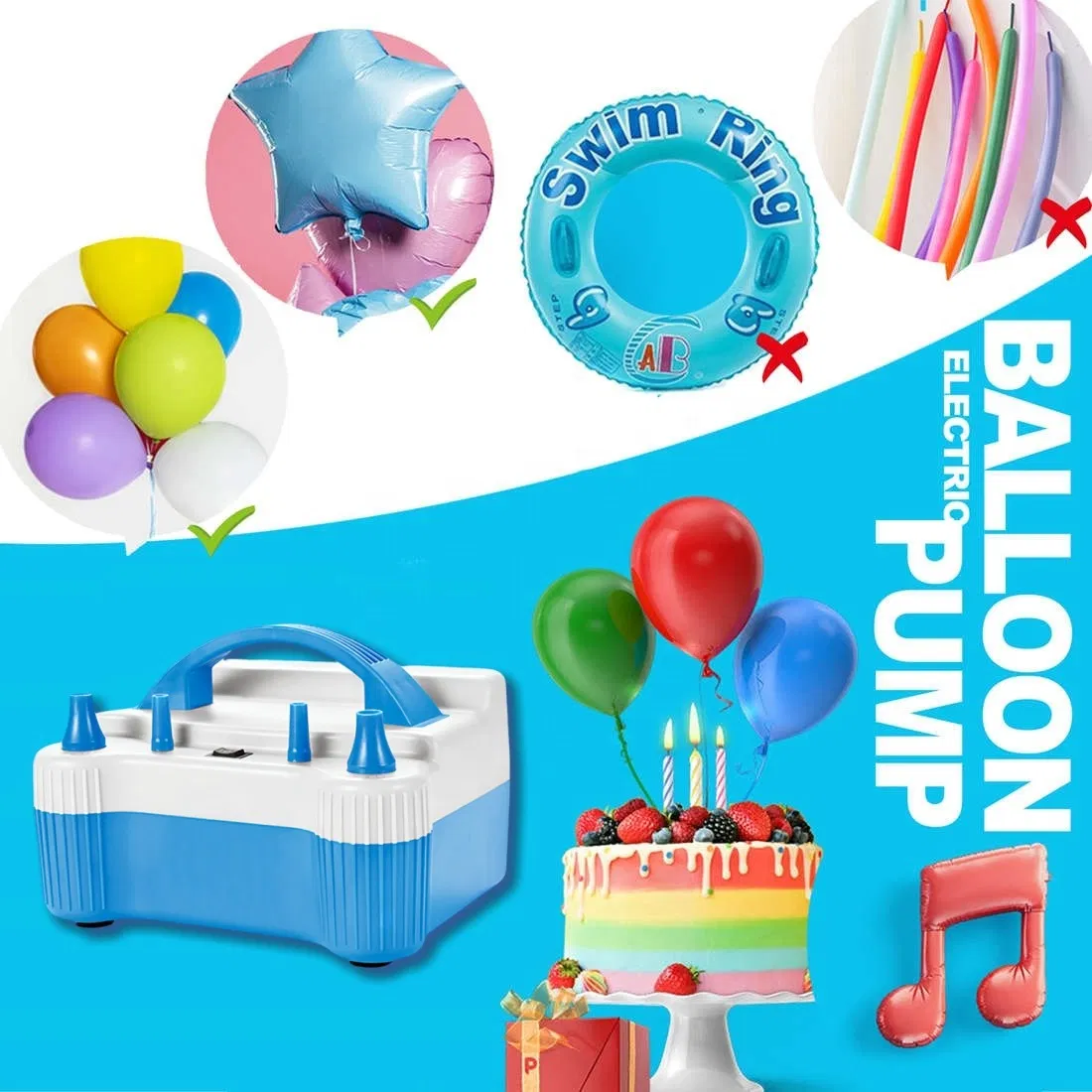 680W Factory Supply Electric Balloon Pump Powerful Automatic Blower for Party Decoration