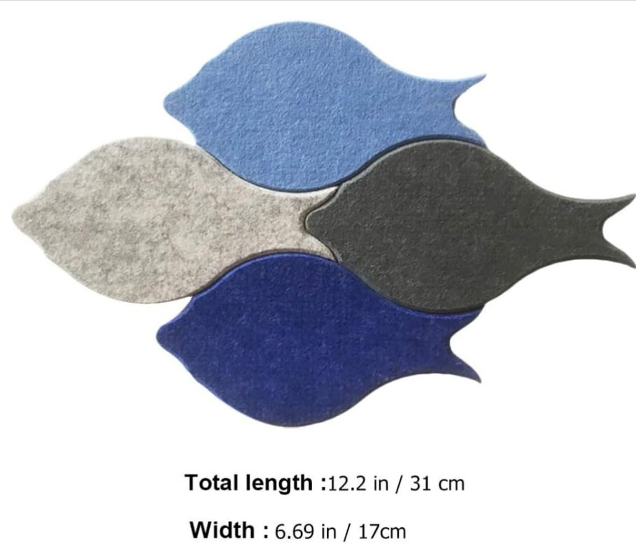 Felt Board Tiles Fish Shaped Push Pin Board Self Adhesive Wall Bulletin Boards for Notes Pictures Photos Memo Office Home Decor