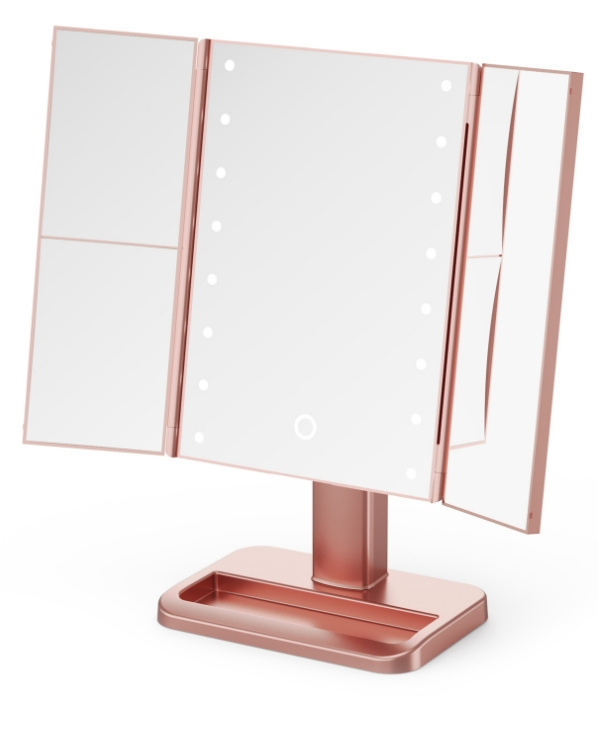 Hot Selling Touch Screen Trifold Vanity LED Desk 1X 2X 3X Magnifying Make up Vanity Mirror