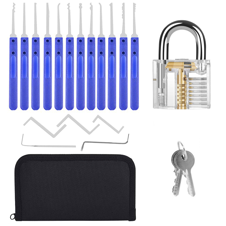 Professional 17 Pieces 1 Clear Practice Training Multi Lock Picking Locksmith Tool