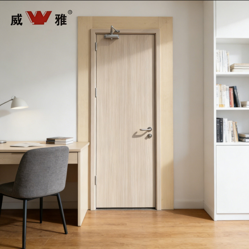 Modern Solid Wood Composite Interior Fire Resistant Corridor Safety Wooden Door with Custom Finish