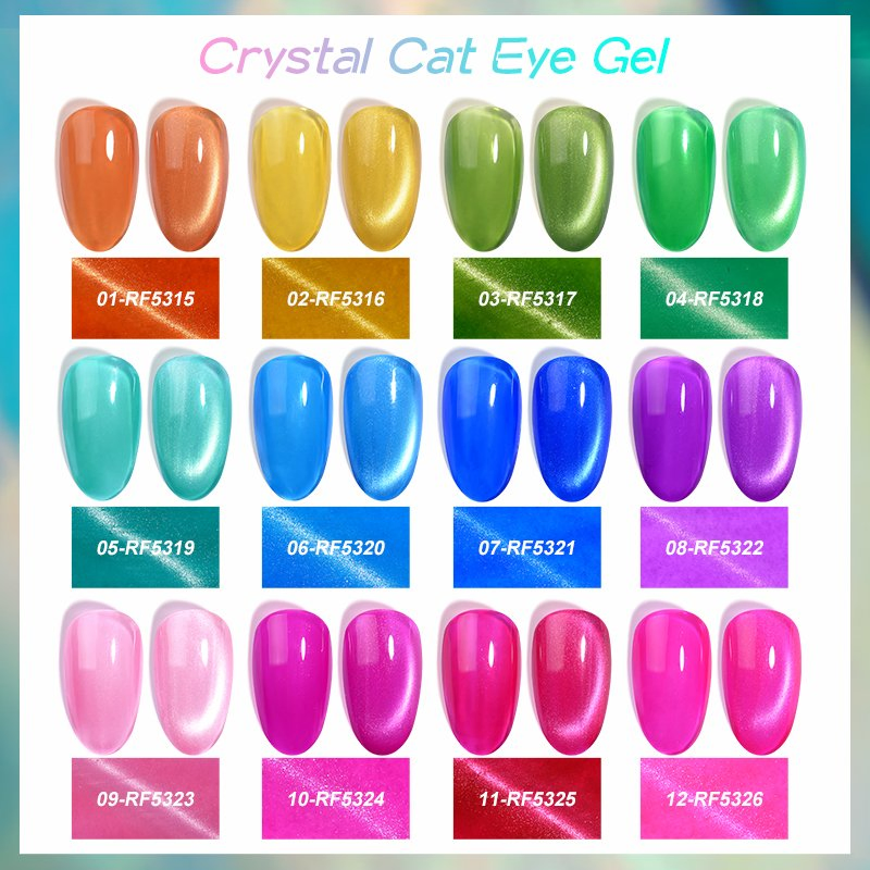 RS Nail 12 Colors Trending Diamond Magnetic Cat Eye Gel Wholesale Crystal Cat Eye Gel Polish Set