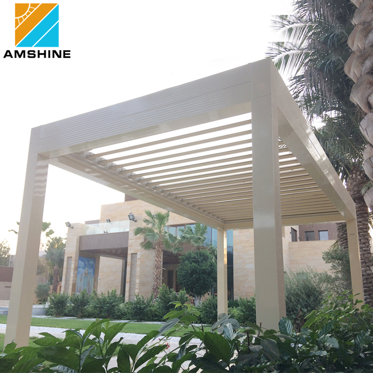 Modern Outdoor Shade Aluminum Louver Roof Gazebo Waterproof Patio Cover LED Light Garden Decorations Sunshade Pergola Terrace