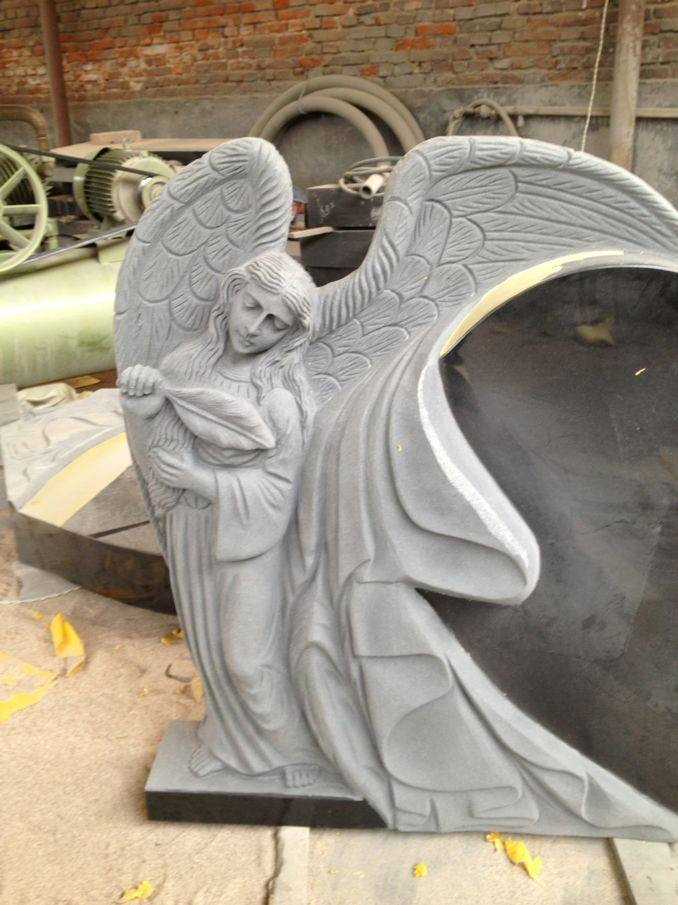 Hot-Selling Angel Statue Monument for Cemetery Grey Portugal Desiqn Wholesale Tombstone