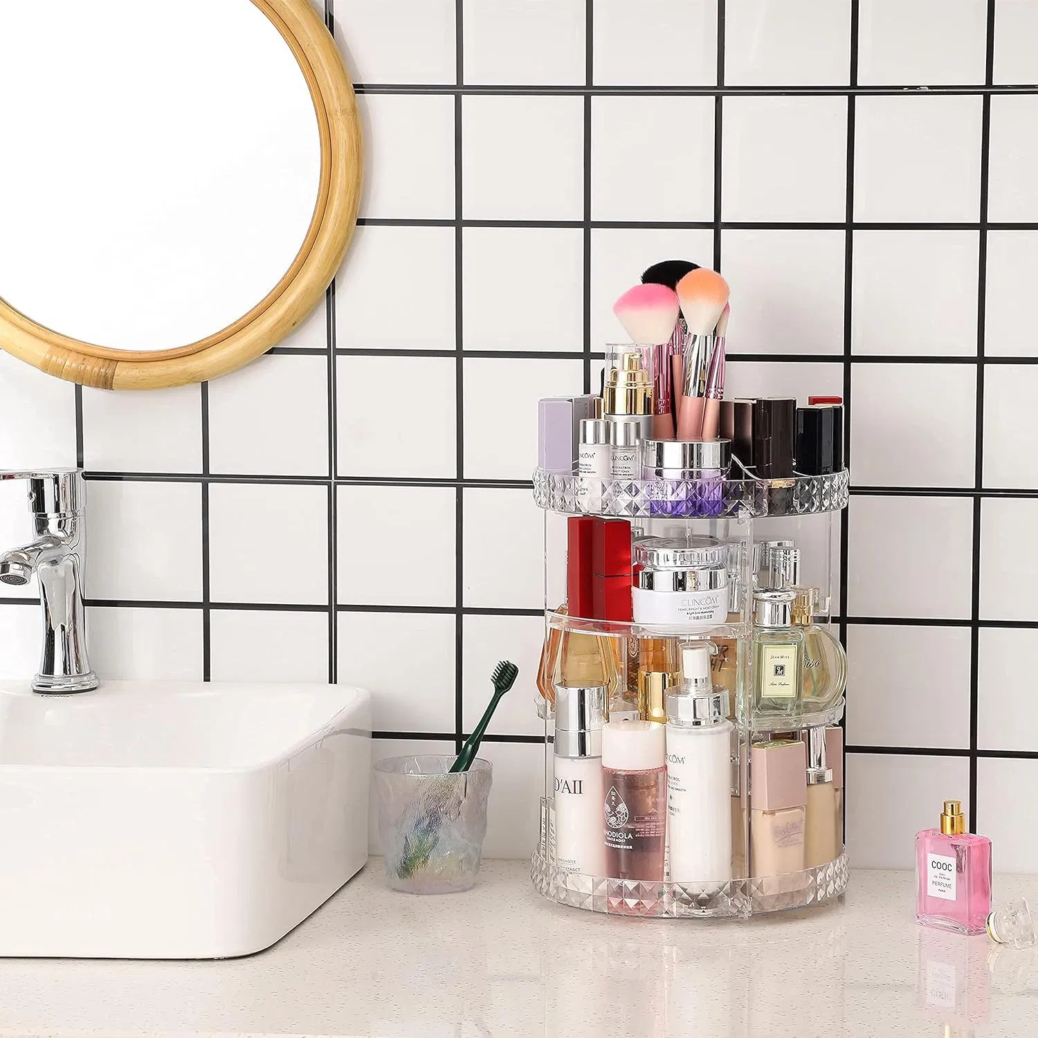 Clear Plastic Cosmetic Make up Organizer Display Rack