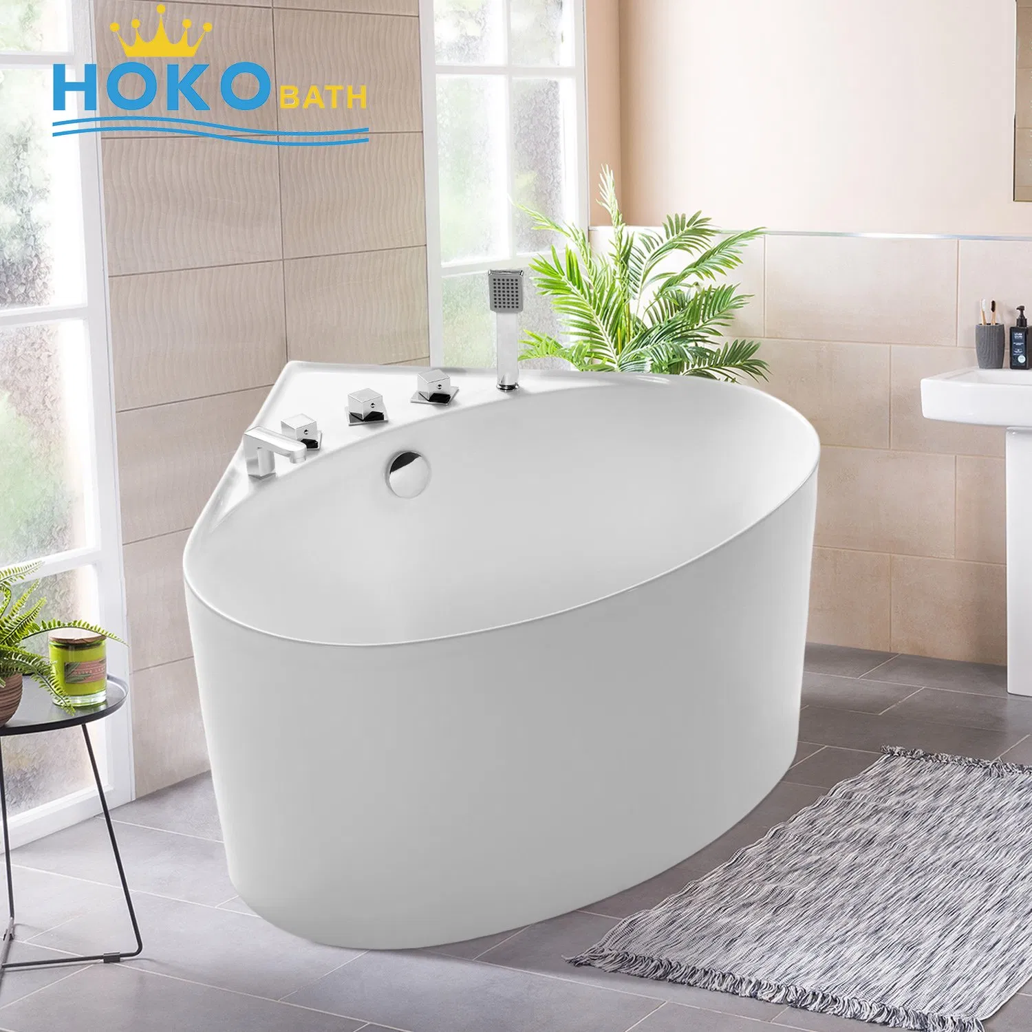 Овальная переносная акриловая ванна для взрослых