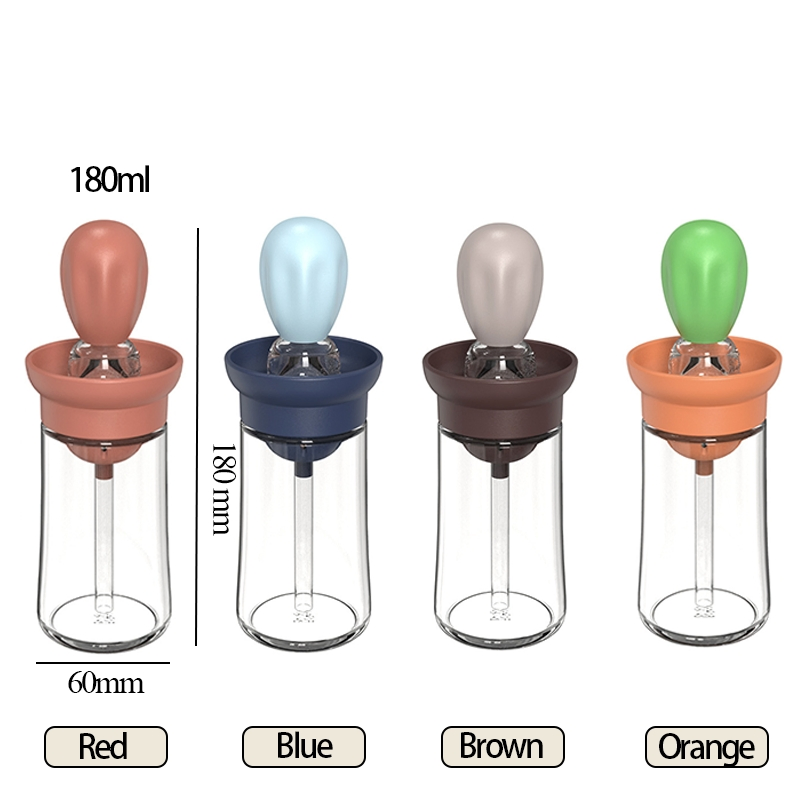 180ml Kitchen Tool Gadgets Glass Cooking Vinegar and Olive Oil Dispenser Bottle with Silicone Brush